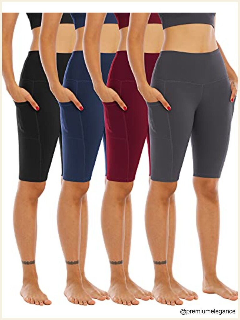 4 Pack Biker Yoga Shorts with Pockets for Women, High Waisted Athletic Running